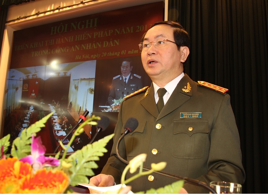 Đại tướng Trần Đại Quang, Bộ trưởng Bộ Công an phát biểu chỉ đạo tại Hội nghị.