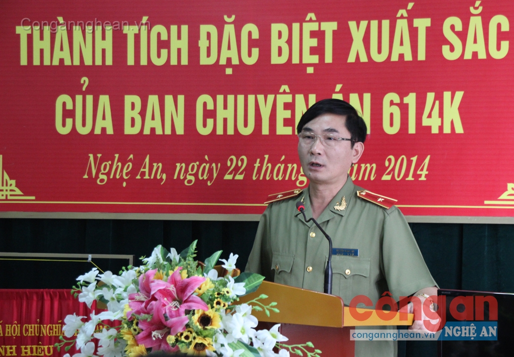 Thiếu tướng Nguyễn Xuân Lâm, Giám đốc Công an tỉnh phát biểu tại buổi lễ