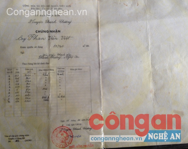 GCNQSDĐ của gia đình  ông Phan Văn Việt