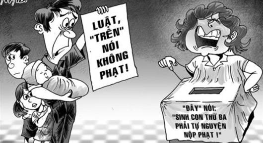 Việc xử lý cán bộ vi phạm chính sách DS-KHHGĐ vì sinh con thứ 3 vẫn đang còn rất hời hợt theo kiểu “giơ cao đánh khẽ”. Tranh minh họa