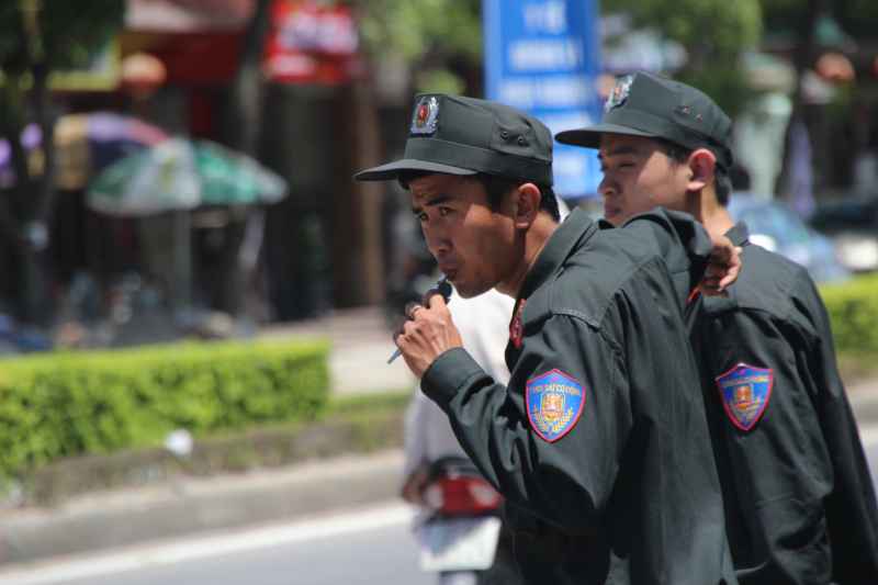 Cảnh sát  cơ động Công an Nghệ An tham gia bảo vệ kì thì