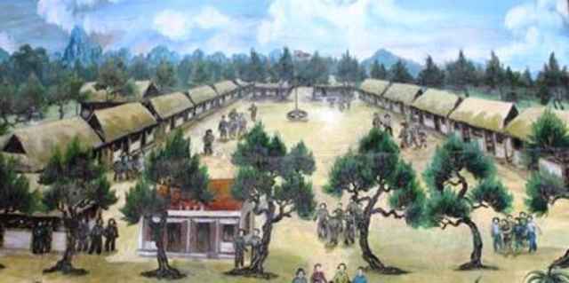 Mô hình 2 dãy lán học tranh tre, nứa mét ở Cồn Diệc, xã Quỳnh Văn