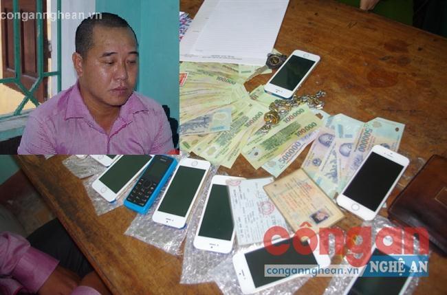 Đối tượng Lưu Thiếu Cường và tang vật lực lượng                chức năng thu giữ
