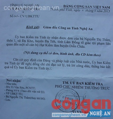  Công văn của Tỉnh ủy chỉ đạo xử lý vụ việc