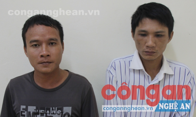 2 đối tượng trong vụ án bị Công an huyện Hưng Nguyên bắt giữ