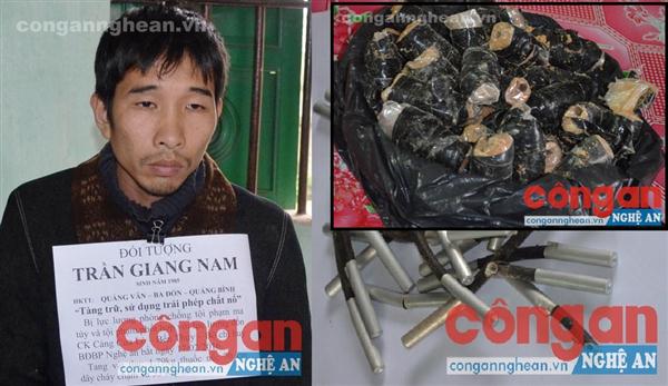 Đối tượng Trần Giang Nam cùng tang vật