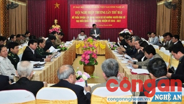 Ủy ban MTTQ tỉnh chủ trì Hội nghị hiệp thương lần thứ hai để thoả thuận, lập danh sách sơ bộ những người ứng cử đại biểu Quốc hội khóa XIV và đại biểu HĐND tỉnh khóa XVII - Ảnh: M.H
