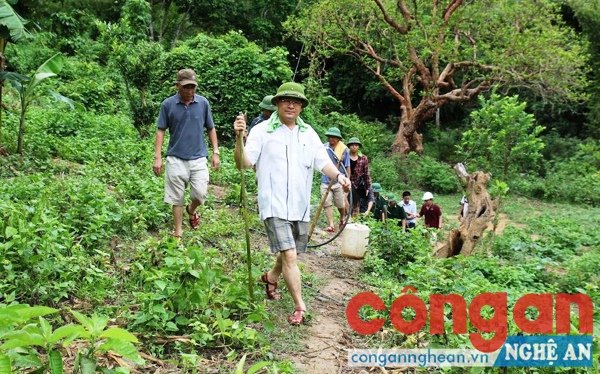 Đồng chí Đại tá Nguyễn Hữu Cầu, Giám đốc Công an tỉnh Nghệ An trực tiếp vào hiện trường chỉ đạo điều tra vụ án xảy ra tại bản Phồng, xã Tam Hợp, huyện Tương Dương