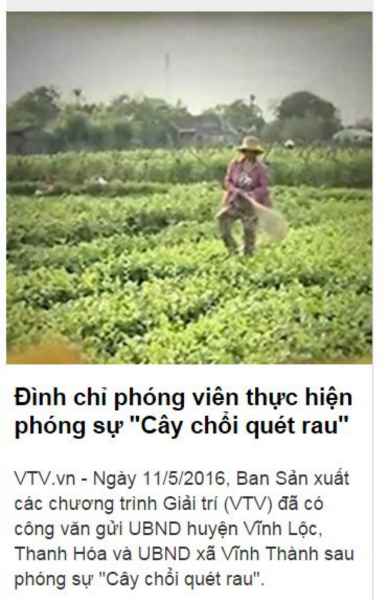 Thông tin đình chỉ PV đăng tải trên báo điện tử VTV
