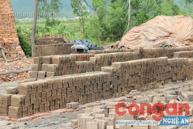 Gạch mộc phơi nắng trên bãi