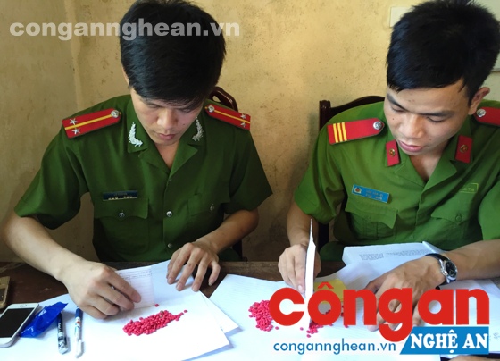 Công an huyện Quế Phong kiểm tra, xác minh tang vật