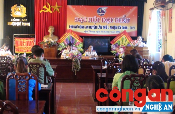 Toàn cảnh Đại hội đại biểu Phụ nữ Công an huyện Quế Phong nhiệm kỳ 2016-2021.