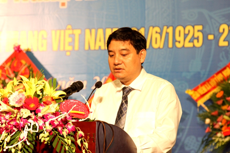Đồng chí Nguyễn Đắc Vinh, Bí thư Tỉnh ủy Nghệ An phát biểu tại Lễ trao giải báo chí Nghệ An năm 2015.