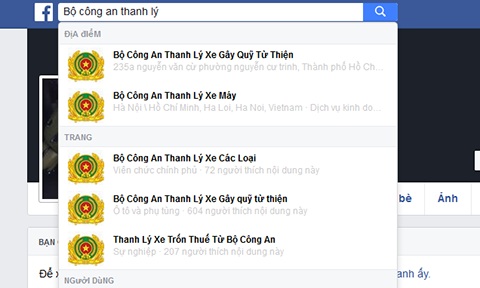 Trên mạng xã hội Facebook có rất nhiều tài khoản giả mạo Bộ Công an để lừa đảo, chiếm đoạt tài sản