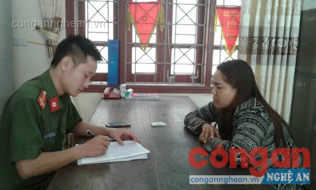 Công an huyện Diễn Châu lấy lời khai đối tượng