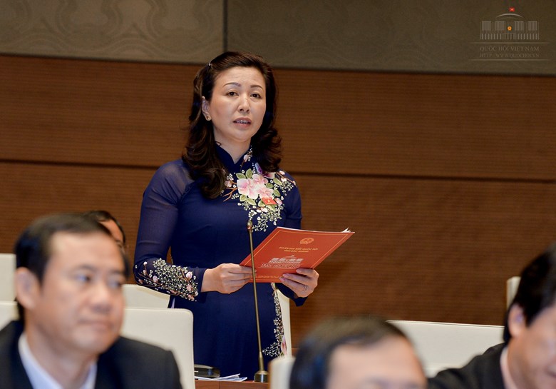 Đại biểu Quốc hội Lê Thị Thu Hồng phát biểu tại Hội trường