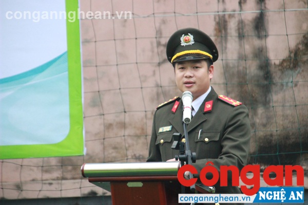 Đồng chí Đại úy Hoàng Lê Anh - Bí thư ĐTN Công an tỉnh 