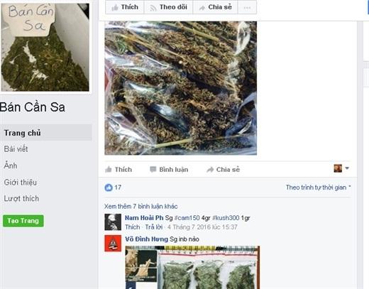 Rao bán cần sa tràn lan trên mạng. Ảnh facebook