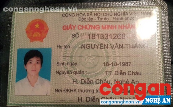 CMND giả mà đối tượng Kiên sử dụng khi đi lừa đảo