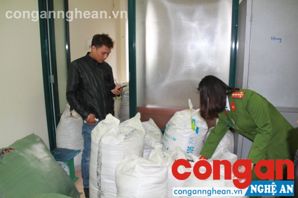  Lực lượng chức năng kiểm tra số cà phê thu giữ