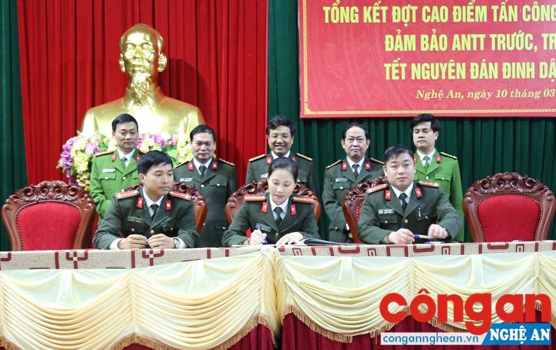 Các đoàn thể Công an tỉnh tổ chức ký cam kết thực hiện Cuộc vận động