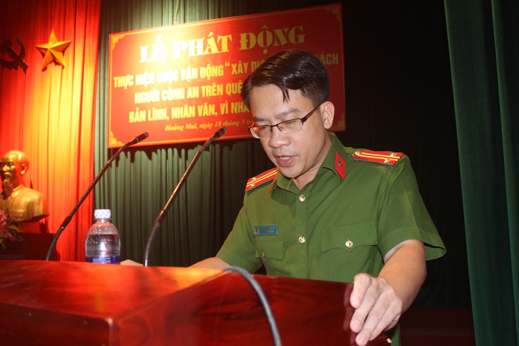 Đồng chí Trung tá Nguyễn Bình Hà đề nghị CBCS quán triệt sâu sắc nội dung cuộc vận động