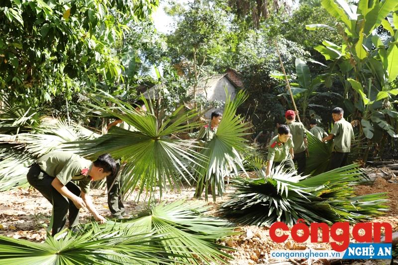 Công an huyện Hương Sơn phối hợp với sinh viên Học viện An ninh nhân dân giúp nhân dân trong xây dựng nông thôn mới