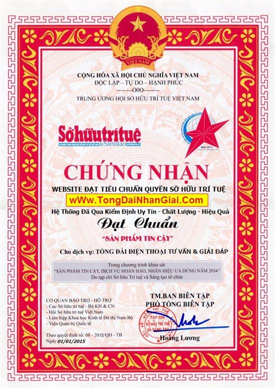 Giấy chứng nhận giải thưởng. Ảnh: CAND Online