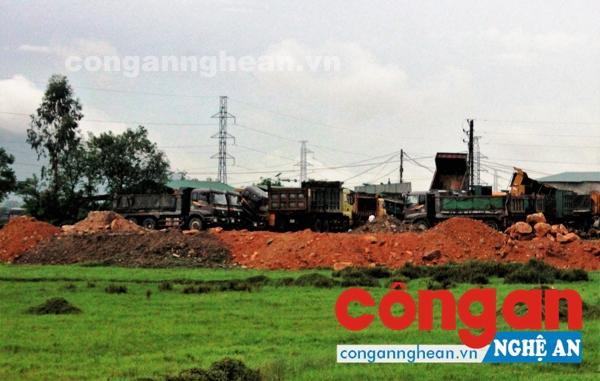 Đất sản xuất nông nghiệp ở xứ Đồng Bạc, xóm Mỹ Hòa, xã Hưng Đông, TP Vinh bị doanh nghiệp tự ý san lấp mặt bằng