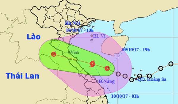 Khoảng 7h sáng nay, ATNĐ sẽ đi vào các tỉnh Hà Tĩnh - Quảng Bình