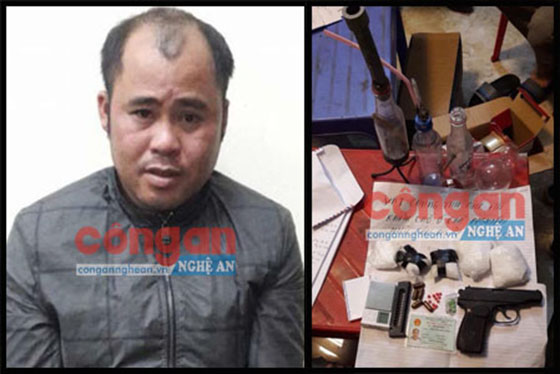 Đối tượng Nguyễn Hữu Dân và tang vật trong Chuyên án