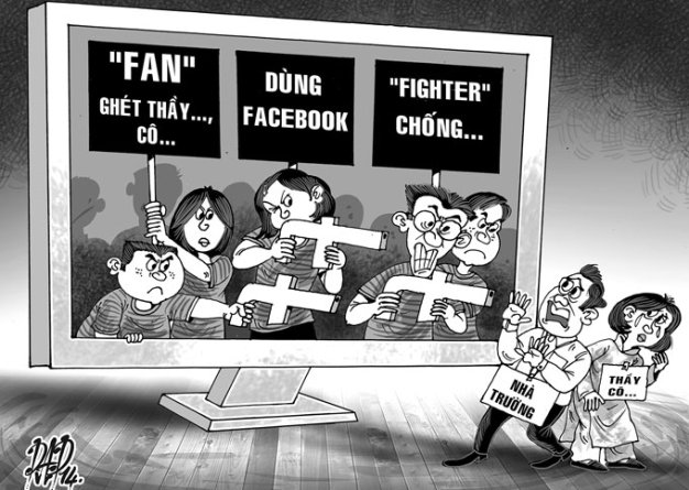 Không ít học sinh hiện nay sử dụng mạng xã hội để đăng tải những nội dung không lành mạnh - Tranh minh họa