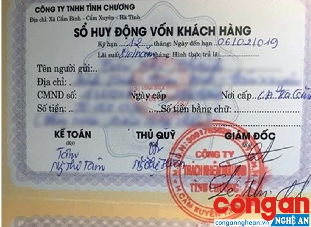 Sổ huy động vốn các doanh nghiệp phát hành trái phép để huy động vốn 