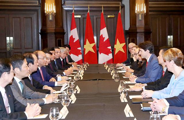 Hội đàm cấp cao Việt Nam-Canada. Ảnh: VGP/Quang Hiếu