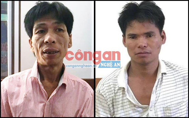 2 đối tượng Nguyễn Đình Thắng và Nguyễn Hữu Khanh tại cơ quan Công an