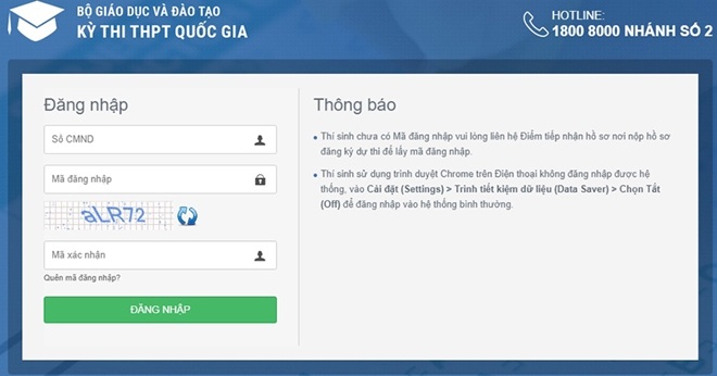 Tra cứu điểm thi THPT Quốc gia 2018.