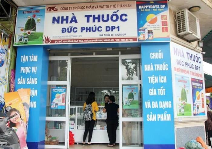 Nhà thuốc Đức Phúc tại đường Đào Tấn (TP Vinh) bị đình chỉ hoạt động 