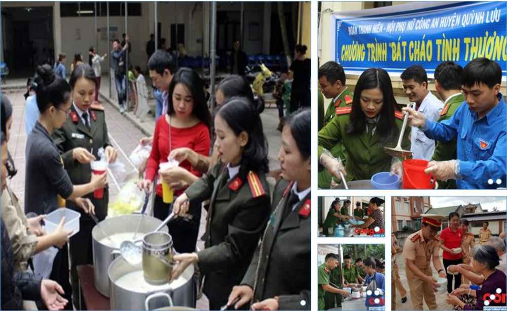 Hoạt động bát cháo tình thương được đoàn viên thanh niên công an các đơn vị, địa phương ở Nghệ An duy trì thường xuyên
