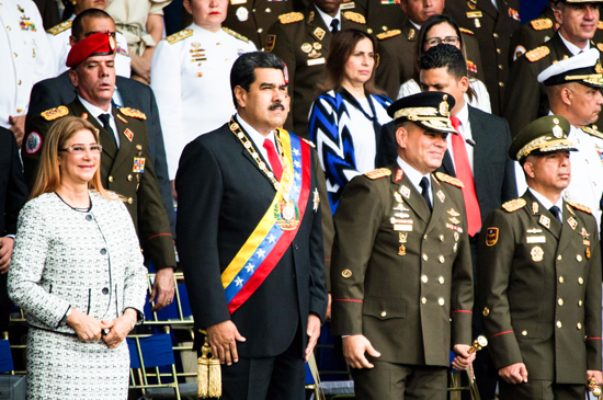 Tổng thống Venezuela Nicolas Maduro tại Lễ kỷ niệm 81 năm ngày thành lập  Lực lượng Phòng vệ quốc gia ở Caracas ngày 4-8. 