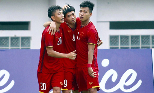 Niềm vui của các cầu thủ U23 Việt Nam sau chiến thắng. Ảnh: VNE.
