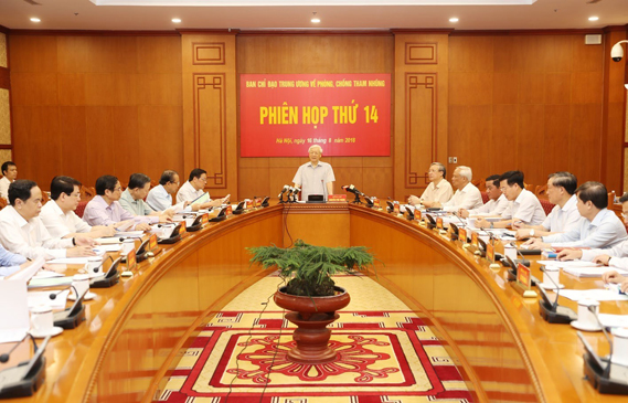 Tổng Bí thư Nguyễn Phú Trọng, Trưởng Ban Chỉ đạo Trung ương về phòng, chống tham nhũng phát biểu chỉ đạo Phiên họp.