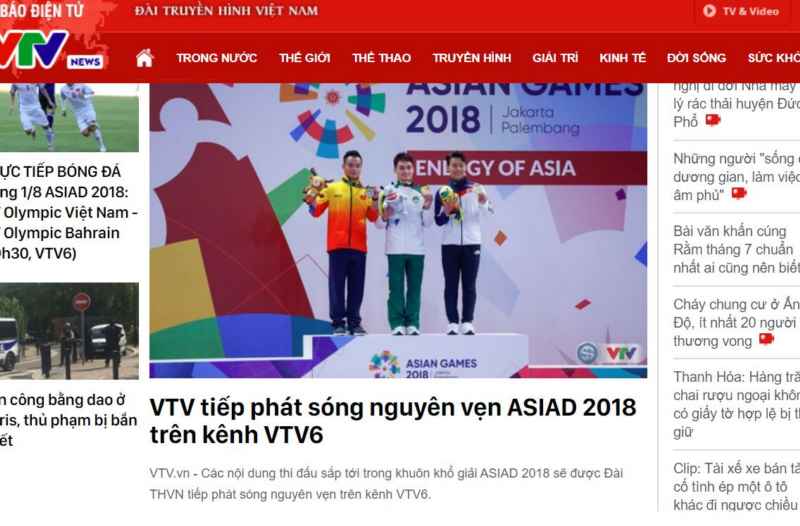 Thông báo của VTV trên báo điện tử 