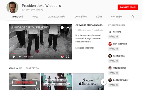 Kênh Youtube của Tổng thống Indonesia (ảnh chụp màn hình).