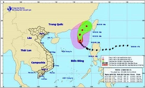 Hình ảnh đường đi và vị trí cơn bão.