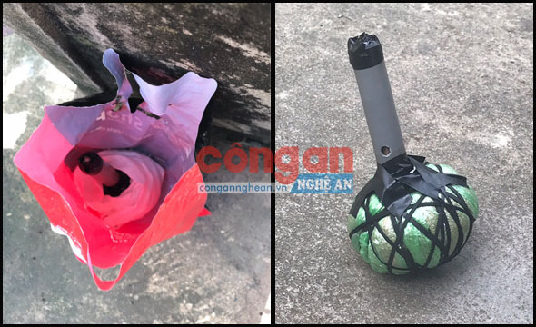 Tang vật thu giữ gồm 2 quả mìn chưa phát nổ phát hiện vào rạng sáng 14/11