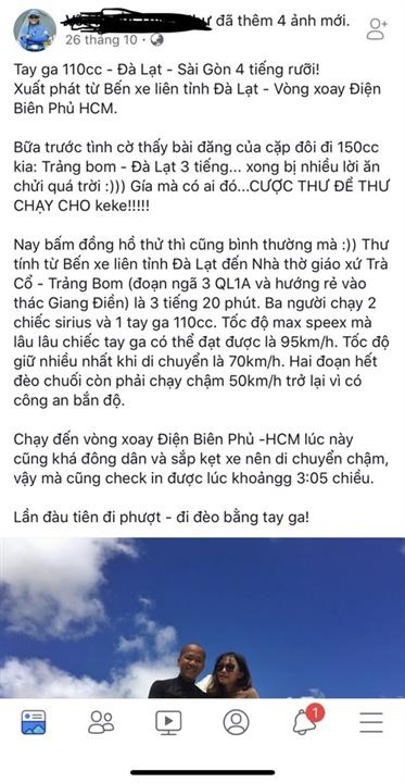 Vụ cá cược vượt cung đường Đà Lạt - Hồ Chí Minh của một nữ “phượt thủ” (ảnh FBNV).