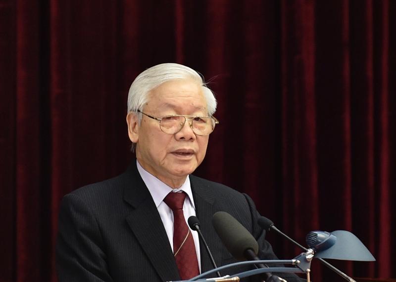 Tổng Bí thư, Chủ tịch nước Nguyễn Phú Trọng phát biểu khai mạc Hội nghị. Ảnh: VGP/Nhật Bắc