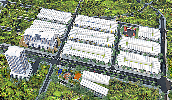 Phối cảnh dự án nhà phố Ecotowm Phú Mỹ do Công ty CP Phát triển nhà BR-VT (Hodeco) làm chủ đầu tư.