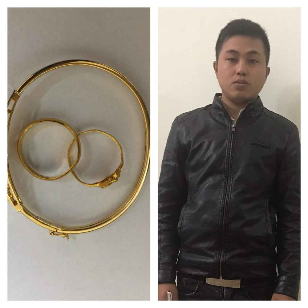 Đối tượng Nguyễn Mạnh Tuấn và tang vật.