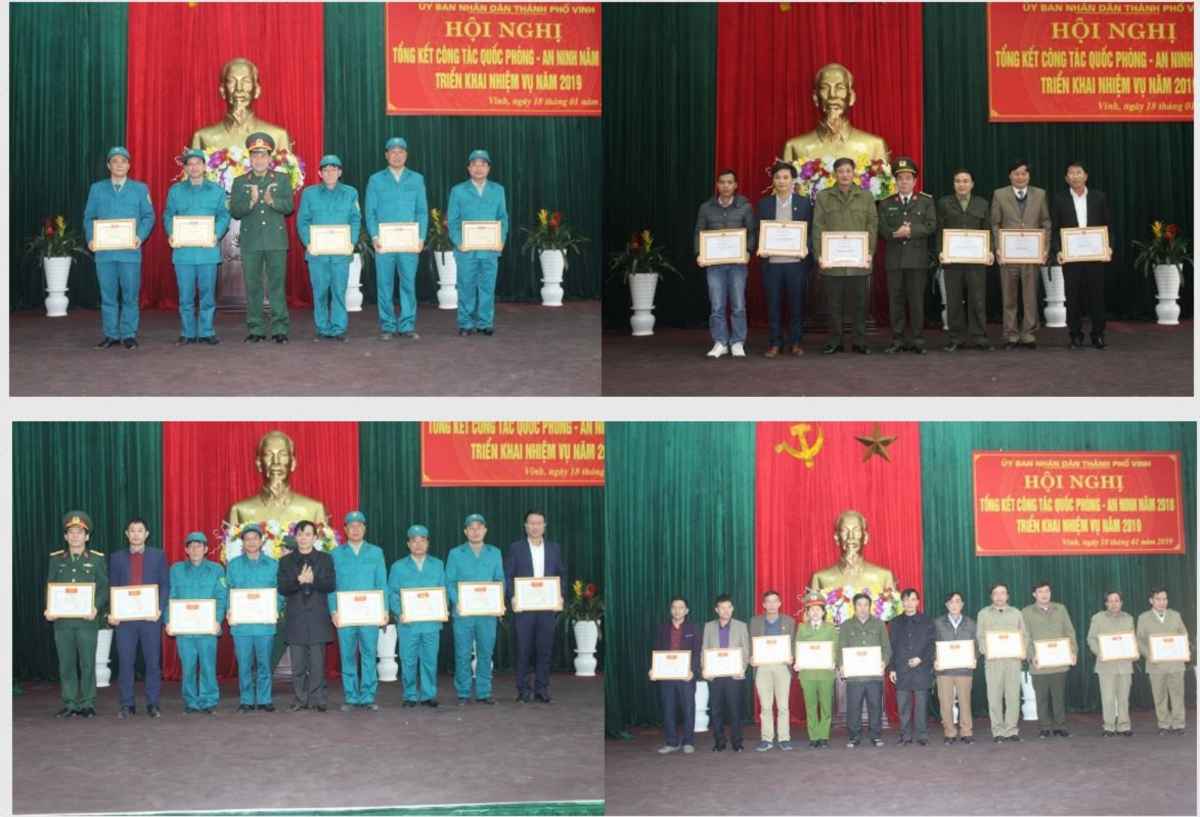 Khen thưởng cho các tập thể, cá nhân có thành tích trong công tác QP-AN trên địa bàn TP Vinh năm 2018